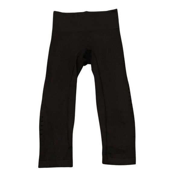 Athleta Pants - Athleta Cropped Leggings XS Black Mesh Panels Pocket Wide High Waist